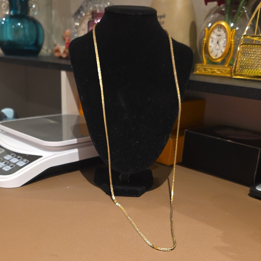 Source Unknown Gold Long Flat Chain Necklace - image 1